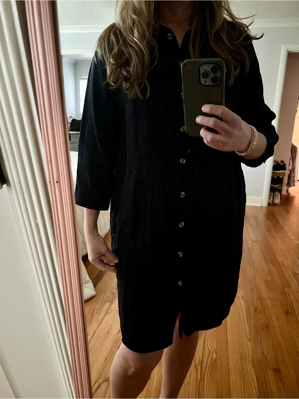 JOH Taylor tencel shirt tunic dress in dark navy blue XS (runs big!)